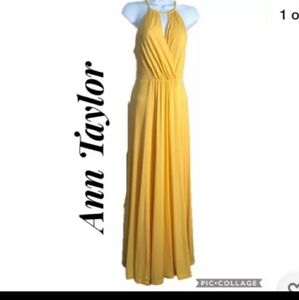 Ann Taylor yellow halter dress size M